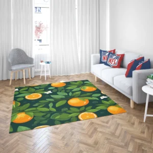 Tangerine Fruit Leaves Pattern Rug 2