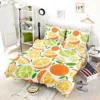 Tangerine Lemons Leave Pattern Bedding Set