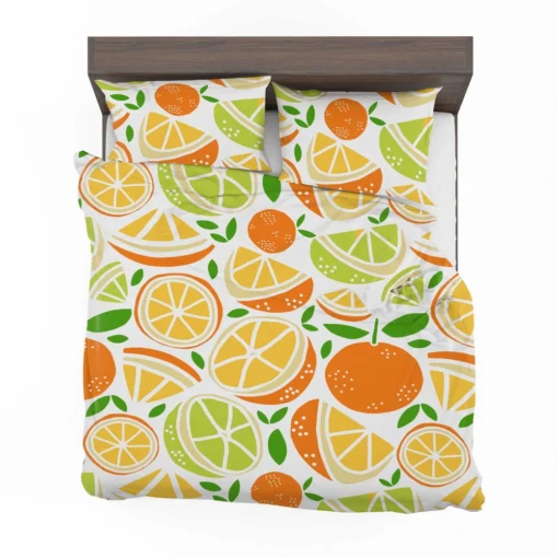 Tangerine Lemons Leave Pattern Bedding Set 2