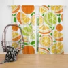 Tangerine Lemons Leave Pattern Curtain