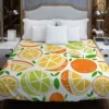 Tangerine Lemons Leave Pattern Duvet Cover