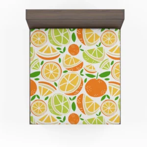 Tangerine Lemons Leave Pattern Fitted Sheet