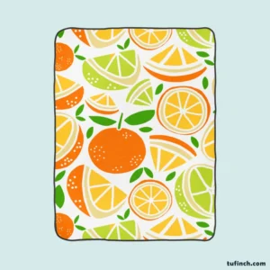 Tangerine Lemons Leave Pattern Fleece Blanket 1