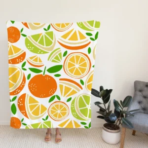 Tangerine Lemons Leave Pattern Fleece Blanket