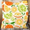 Tangerine Lemons Leave Pattern Quilt Blanket