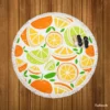 Tangerine Lemons Leave Pattern Round Beach Towel