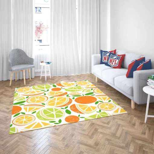 Tangerine Lemons Leave Pattern Rug 2