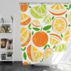 Tangerine Lemons Leave Pattern Shower Curtain