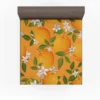 Tangerine With Flowers Leaves Fitted Sheet