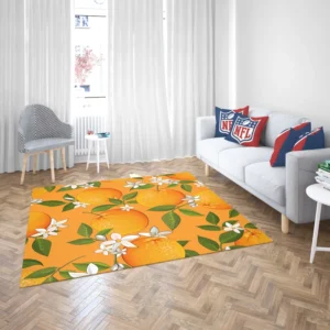 Tangerine With Flowers Leaves Rug 2