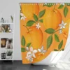 Tangerine With Flowers Leaves Shower Curtain