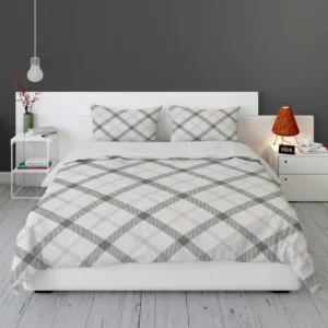 Tartan Pattern Grey Plaid Bedding Set 1