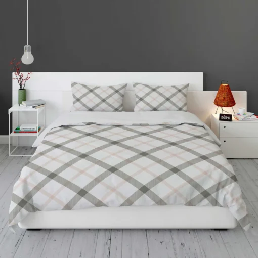 Tartan Pattern Grey Plaid Bedding Set 1