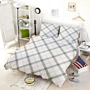 Tartan Pattern Grey Plaid Bedding Set