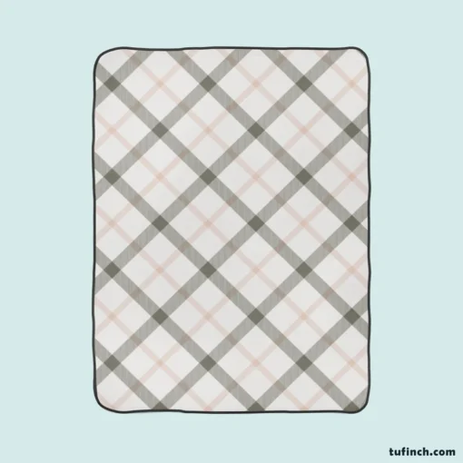 Tartan Pattern Grey Plaid Fleece Blanket 1