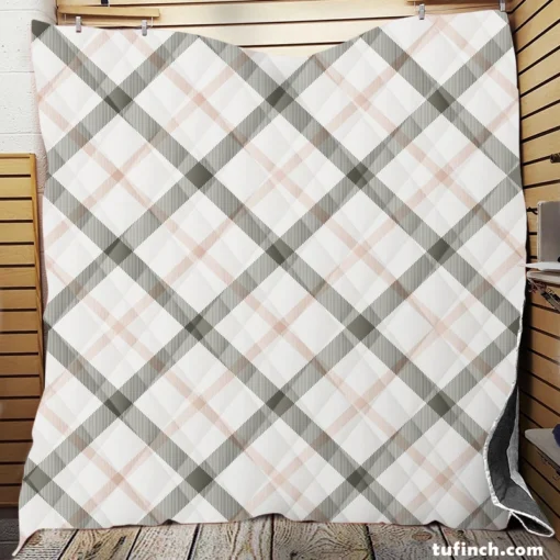 Tartan Pattern Grey Plaid Quilt Blanket