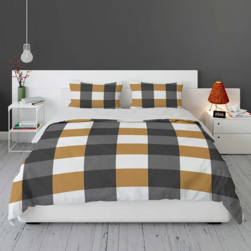 Tartan Plaid Black Brown Bedding Set 1