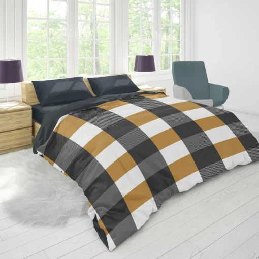 Tartan Plaid Black Brown Duvet Cover 1