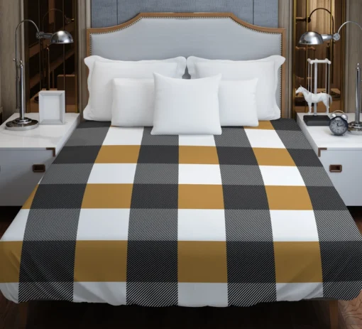 Tartan Plaid Black Brown Duvet Cover