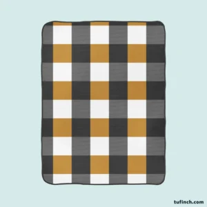 Tartan Plaid Black Brown Fleece Blanket 1