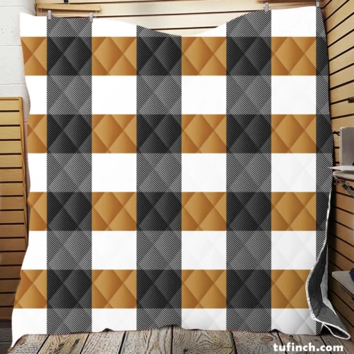 Tartan Plaid Black Brown Quilt Blanket