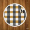 Tartan Plaid Black Brown Round Beach Towel