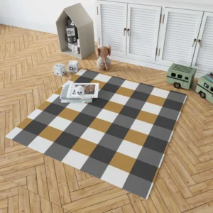 Tartan Plaid Black Brown Rug 1