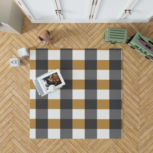 Tartan Plaid Black Brown Rug