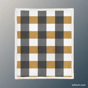 Tartan Plaid Black Brown Sherpa Fleece Blanket 1