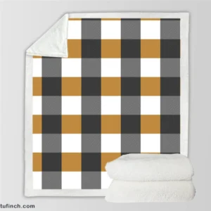 Tartan Plaid Black Brown Sherpa Fleece Blanket