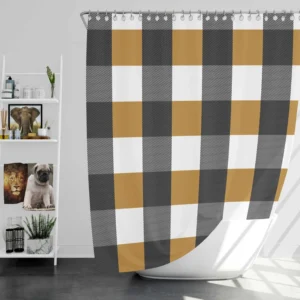 Tartan Plaid Black Brown Shower Curtain