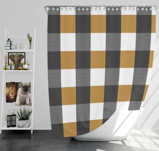 Tartan Plaid Black Brown Shower Curtain