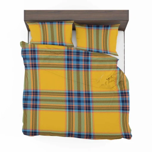 Tartan Plaid Pattern Yellow Blue Stripe Bedding Set 2