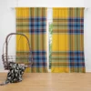 Tartan Plaid Pattern Yellow Blue Stripe Curtain