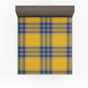 Tartan Plaid Pattern Yellow Blue Stripe Fitted Sheet