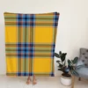 Tartan Plaid Pattern Yellow Blue Stripe Fleece Blanket