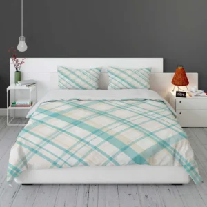 Tartan Scotland Light Blue White Plaid Design Bedding Set 1