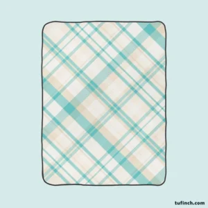 Tartan Scotland Light Blue White Plaid Design Fleece Blanket 1