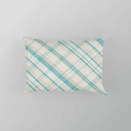 Tartan Scotland Light Blue White Plaid Design Pillow Case