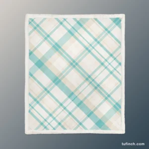 Tartan Scotland Light Blue White Plaid Design Sherpa Fleece Blanket 1