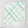 Tartan Scotland Light Blue White Plaid Design Sherpa Fleece Blanket