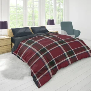 Tartan Scotland Plaid Red Black White Design Duvet Cover 1