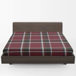 Tartan Scotland Plaid Red Black White Design Fitted Sheet 1