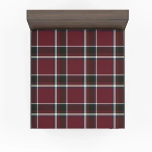 Tartan Scotland Plaid Red Black White Design Fitted Sheet