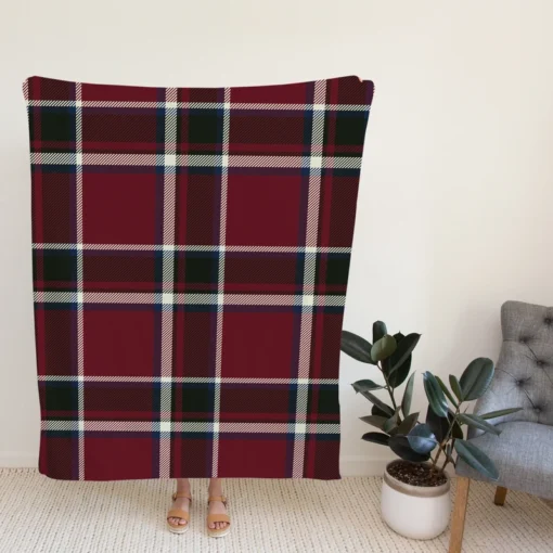 Tartan Scotland Plaid Red Black White Design Fleece Blanket