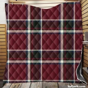 Tartan Scotland Plaid Red Black White Design Quilt Blanket