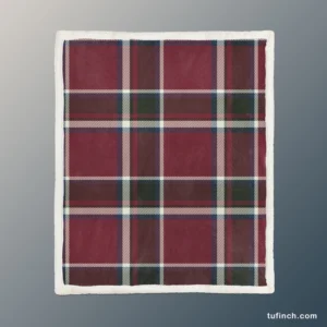 Tartan Scotland Plaid Red Black White Design Sherpa Fleece Blanket 1