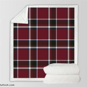 Tartan Scotland Plaid Red Black White Design Sherpa Fleece Blanket