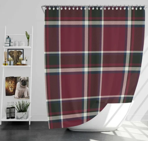 Tartan Scotland Plaid Red Black White Design Shower Curtain