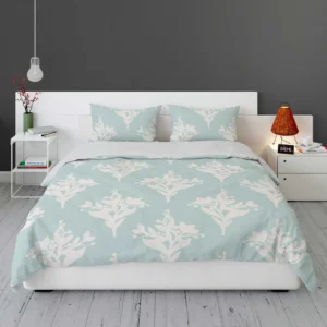 Teal Background Floral Pattern Bedding Set 1